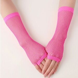 Pink Fingerless Gloves Hollow Out Mesh